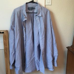 Ralph Lauren, blue button down dress shirt.